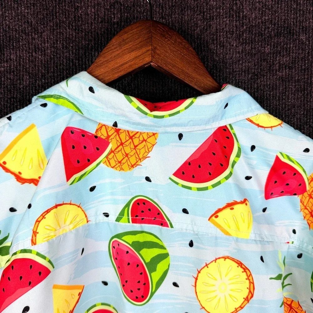 Uzzi Amphibious Gear Vintage Watermelon Pineapple Hawaiian Camp Shirt Large L